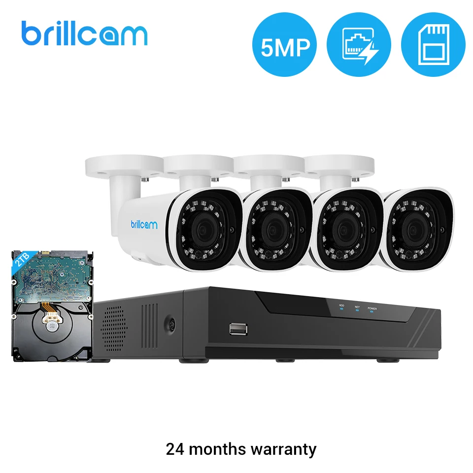 IP-камера Brillcam H.265 8 каналов 5 Мп POE NVR | Безопасность и защита
