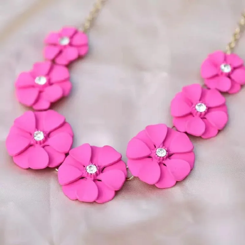 Special new style pink flower necklace 