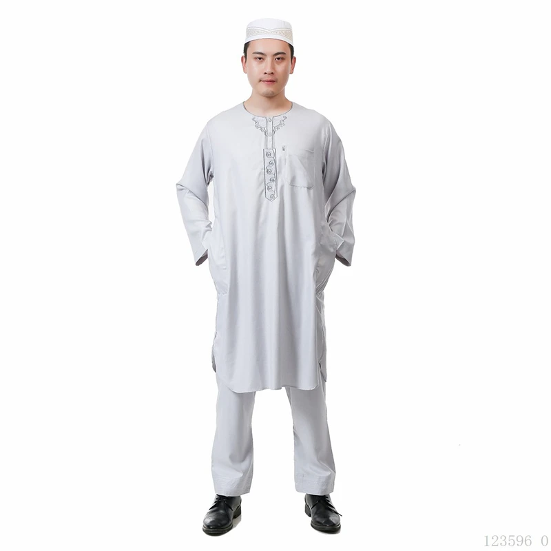 6 видов цветов мусульманская одежда в арабском стиле для мужчин, мусульманская Джабба ТОБ, Саудовская Аравия, Абая, Дубай, кафтан, ИД Мубарак, комплект одежды с брюками - Цвет: 123595