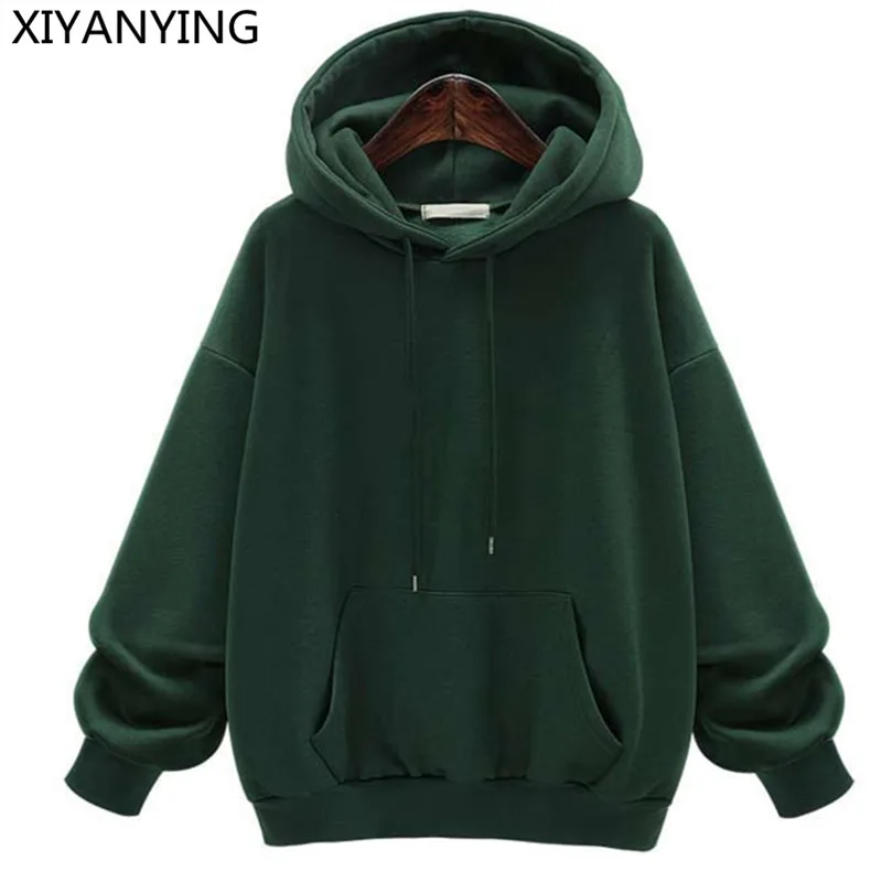 

Womens Sweatshirts Pullover Hoodies 2019 Kpop Autumn Winter Plus Size Fashion Warm Loose Hooded Sweatshirt Women Tops And Coats