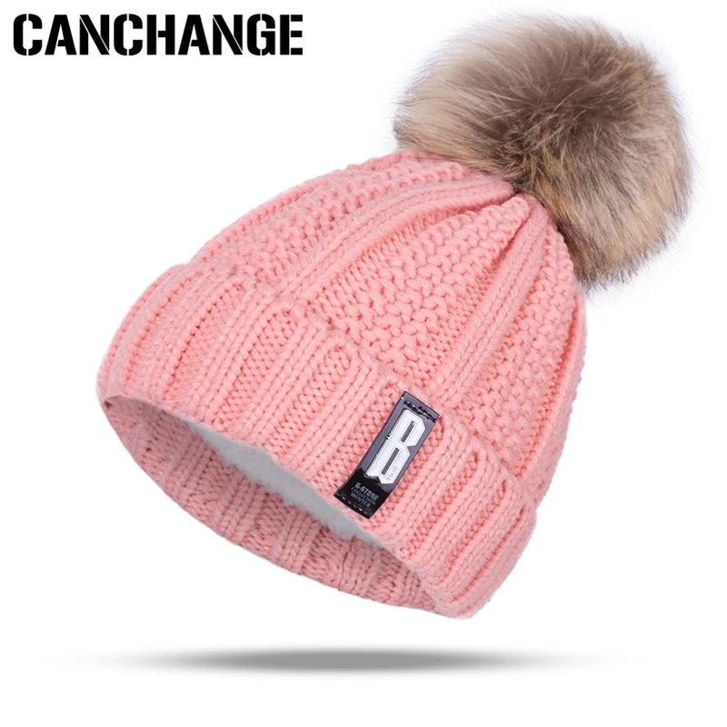 

2019 Fashion Women Winter Hat Pompom Skullies Beanies Cotton Knitted Hat Female Ladies Letter High Quality bonnet gorros