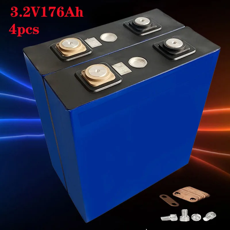 

4PCS NEW 3.2V 180Ah lifepo4 battery LFP lithium solar 4S 12v180ah cells not 120Ah for pack EV Marine RV Golf EU TAX FREE