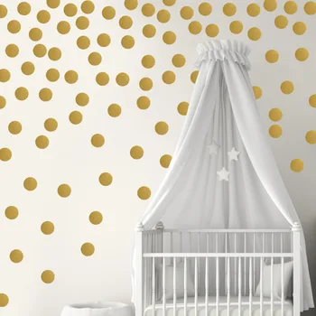 

Gold Circle From Sticky Wall bedroom decor Sticker Children Room Decoration Round Point Round Adhesive Paper stickers for kids
