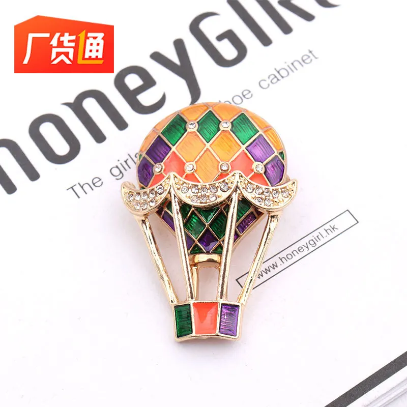 

Europe And America-Style Oil Drop Stereo Color Hot-air Ballon Alloy Crystal Brooch Brooch Drip Glaze Brooch