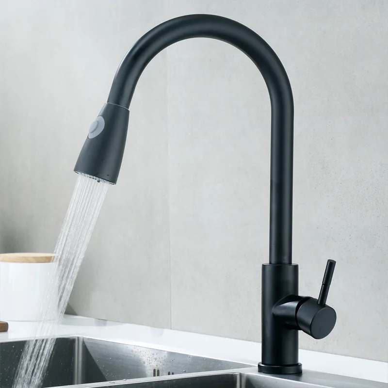 no-sensor-black Хромированный сенсорный кухонный смеситель Senducs Pull Down сенсорный кухонный смеситель из нержавеющей стали кухонный кран трогательный смеситель для ванной комнаты - Цвет: no-sensor-black
