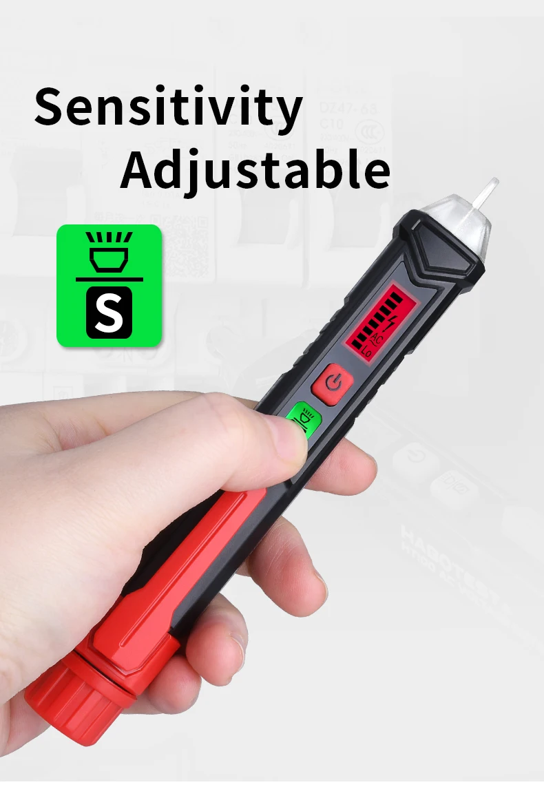 Testeur De Tension Sans Contact AC/DC - Stylo Détecteur De Tension Avec Affichage LCD Et Lampe