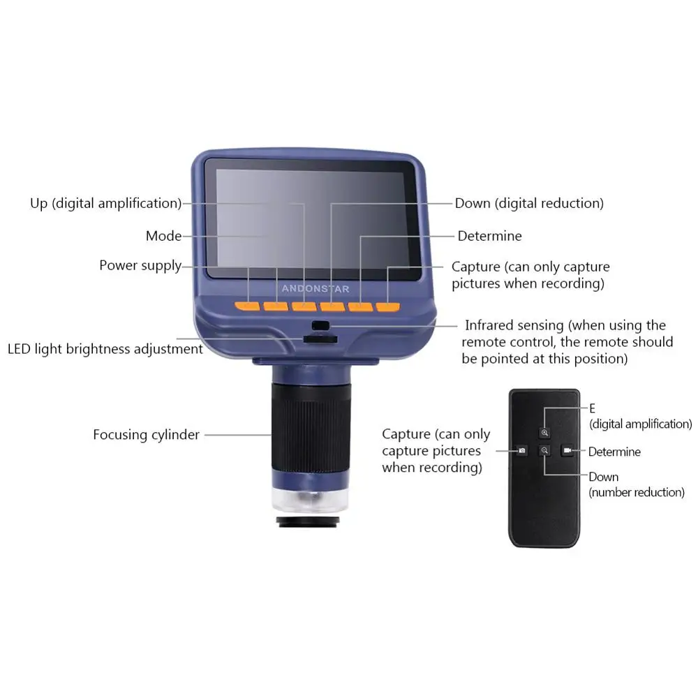  10X to 220X Microscope USB microscopio digital para electronica 4.3inch LCD Display Screen Mikrosko