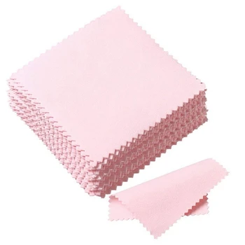 

50 Pack Jewelry Cleaning Cloth,Jewelry Polishing Cloth For Sterling Silver Gold Platinum Pink