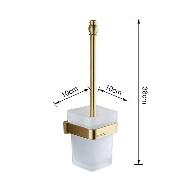 COOANHO Wall-Mounted Toilet Brush Bracket Brass Bathroom Toilet Brush Set Bracket Frosted Glass Gold