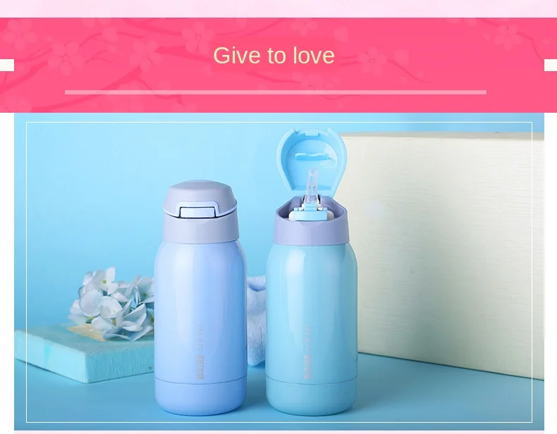 Pupils Vacuum Flask with Straws, Adults, Pregnant Womens Cups, Large-capacity Drinking Straws, Cups, Children Go Out and Carry