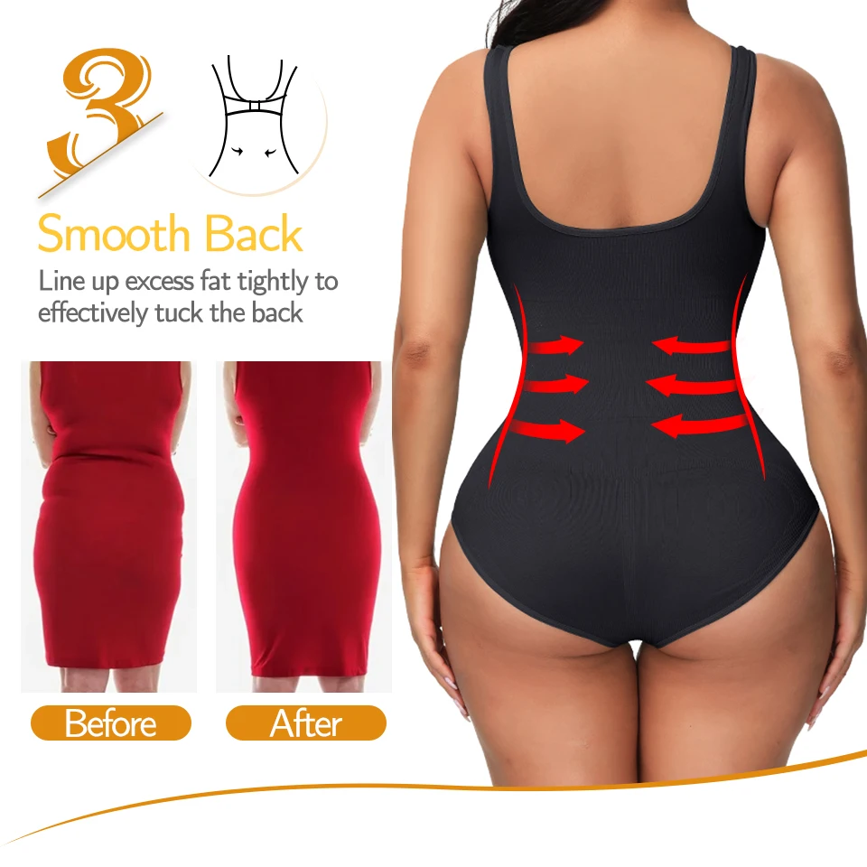 spanx shapewear Shapewear Bodysuit for Women Tummy Control Shapewear V-Neck Slimming Tank Tops Waist Trainer Vest Full Body Shaper Underwear low back shapewear