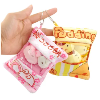 

Cartoon Plush Keychain Soft Stuffed Creative Bag Xmas Pendants Children's Lovely Kawaii Pudding Dog Rabbits Animals Keychains