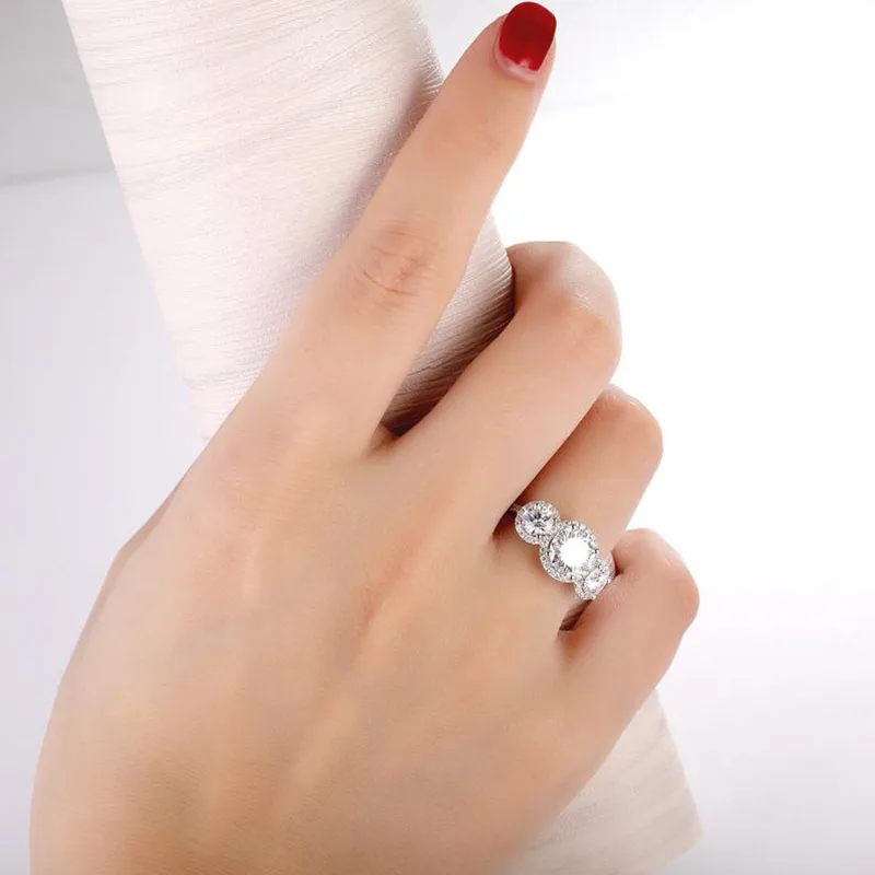 Veryins Solid 14K белое золото DEF цвет VVS Moissanite 3 Камень Обручальное кольцо с камнем для женщин свадебный подарок