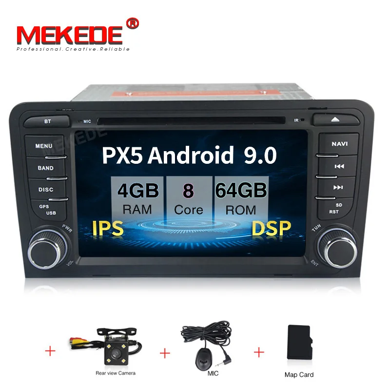 add camera PX5 4GB+64GB Android 9.0 Car stereo head unit navigation GPS NAVI multimedia player for Audi A3 8P 2003-2012 S3 8P 2006-2012 - Цвет: add camera