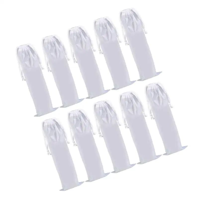 15 Pcs 12x47cm Disposable Cups Storage Bags Drawstring Pouches Translucent Paper Cups Container Stylish Cups Organizer