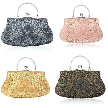 

Evening Bags Women Flower Bag Ladies Clutches Bags Female Beaded Wedding Clutch Purses Small square package ladies hand bags