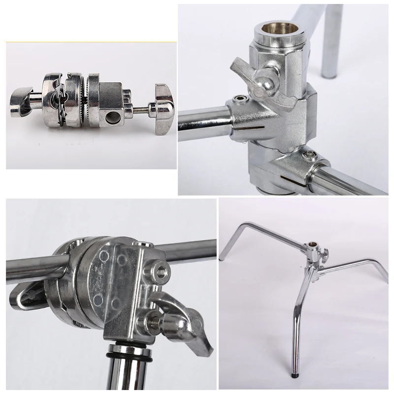 SH 2.6M Heavy Duty Stainless Steel With Pulley Foldable Tripod Photography C-Stand For Spot Light Softbox Photo Studio