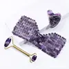 Natural Amethyst Jade Eye Mask Jade Roller Massager Gouache Scraper Set Cold Therapy Eye Mask Face Skin Care Massage Tools 1