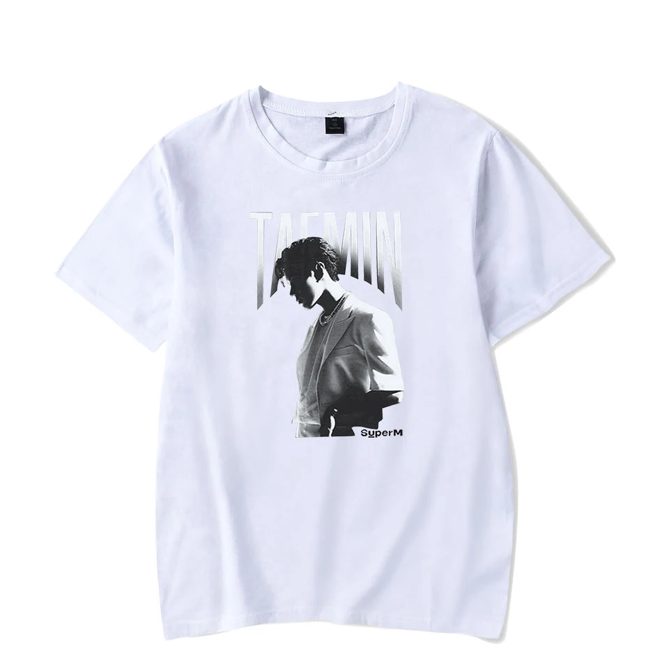 white TAEMIN Kpop Super T-shirts Streetwear Summer Fashion Hip Hop Men Women T Shirts O-neck Homme Tee Shirt Short Sleeve T-shirt Tops - Цвет: white