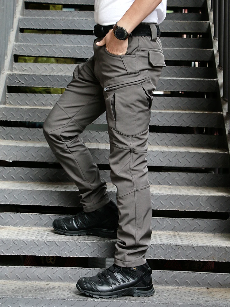 Billig 2019 Männer Neue Taktische Armee Kampf Military Camp Fisch Wanderung Trek Climb Außen soft shell wasserdichte hosen Ski TrousersFleece