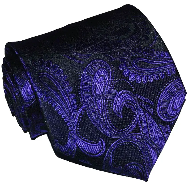 Шелковый Галстук Пейсли подарок для мужчин галстук 10 см ширина Черный Фиолетовый