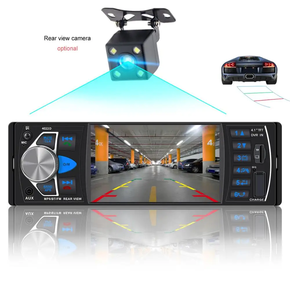 Автомагнитола 1 din 4022d Авто Аудио Стерео FM Bluetooth 2 0 Камера заднего вида usb aux рулевое