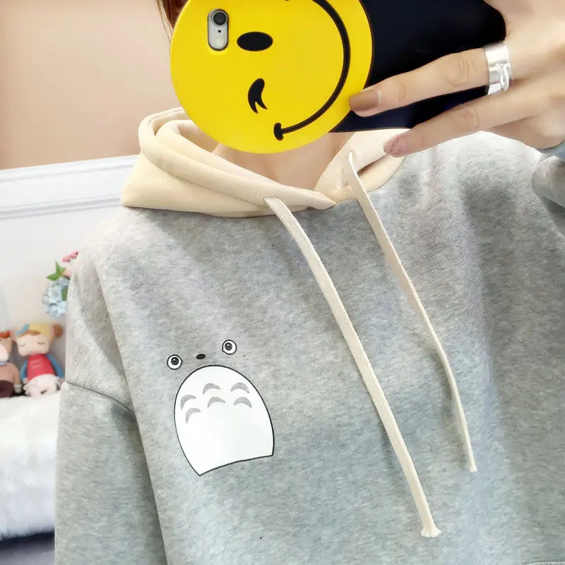 Zuolunouba/зимняя женская толстовка с капюшоном принтом аниме Harajuku Kawaii свободный