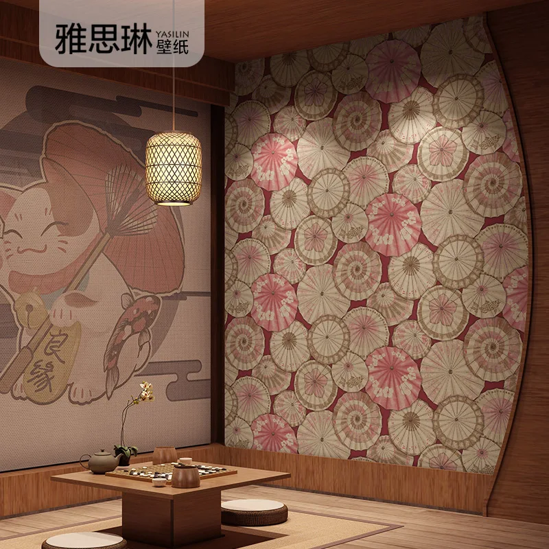 

High quality Chinese wallpaper living room TV background wall non-woven fabric Ukiyo-e Japanese style restaurant wallpaper
