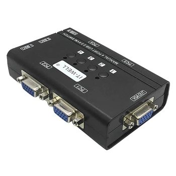 

IT-Well KVM Switch, 4-Port Manual KVM Sharing Device 4 in 1 Out Multi-Computer Keyboard and Mouse Converter