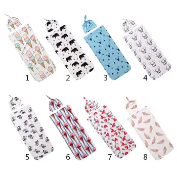 

1 Set Baby Boys Girls Sleeping Bag Hat Set Anti-Jump Swaddle Wrap Blanket Cap Newborn Infant Photo Prop
