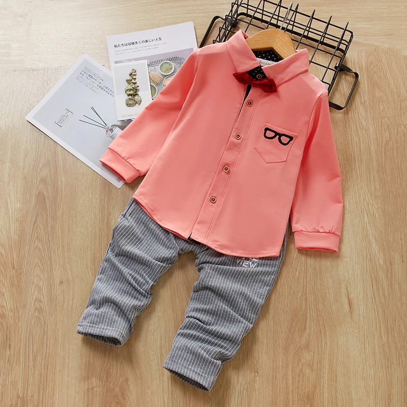 Bear Leader/комплект одежды для мальчиков, новые весенние вечерние костюмы комплекты с рисунками для Малышей Рубашка с длинными рукавами+ штаны, детская одежда для мальчиков Детский комплект из 2 предметов - Цвет: AX010 pink