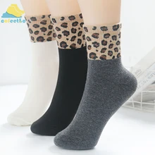 Женские носки с леопардовым принтом; сезон весна-осень-зима; хлопковые смешанные модные трендовые винтажные аксессуары; дышащая обувь
