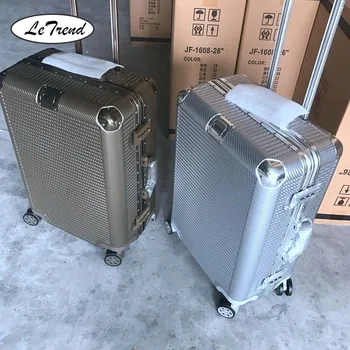 

LeTrend High capacity Creative Rolling Luggage Spinner Suitcase Wheels 20 inch Black Cabin Trolley Aluminum Frame Travel Bag