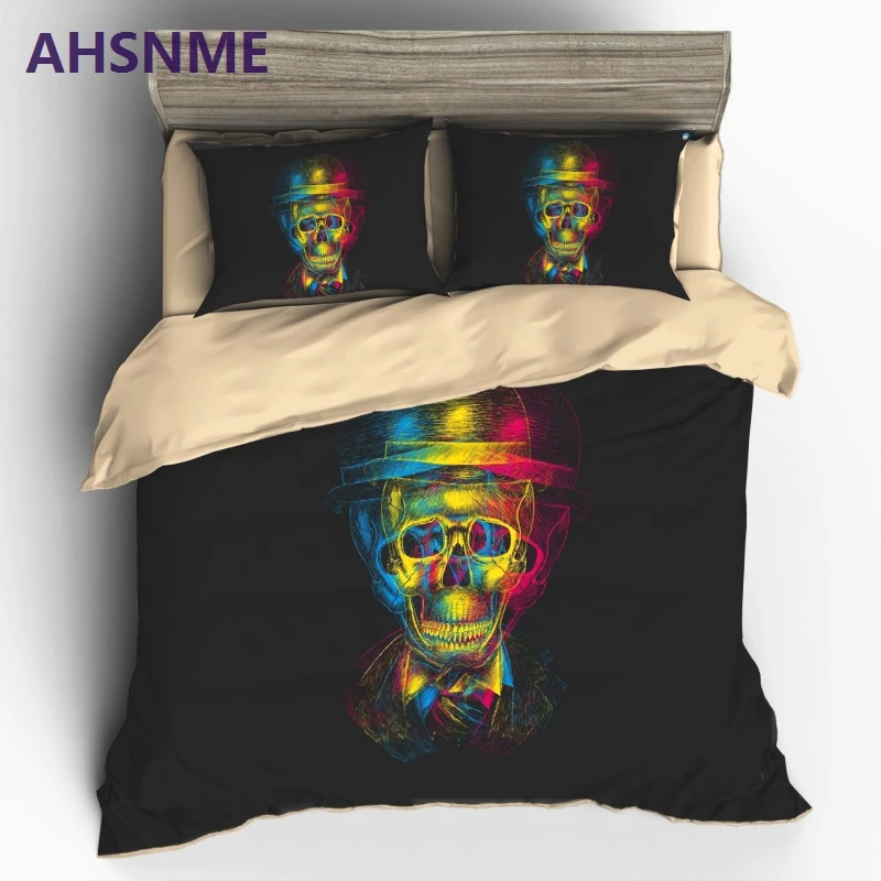 

Комплект постельного белья AHSNME с абстрактной цветной шапкой и черепом, роскошный комплект постельного белья из США, Австралии, Европы, комплект сверхмягкого постельного белья с 3D-принтом