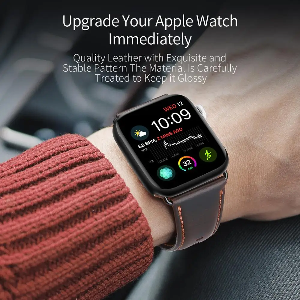 Один тур ремешок для apple watch серии 5 4 3 2 1 Swift из натуральной кожи ремешок для iWatch Наручные Классические ручной работы noir 40 44 мм