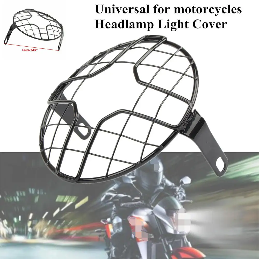

Retro Motorcycle Headlight Cover Mesh Grill Guard Headlamp Light Protection Cover Headlight Cross Light Net Cover 16cm