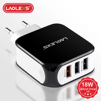 

LAOLEXS 3 Port USB Phone Charger 4.5A Fast Charger 27W Fast Charging Quick Charge 3.0 Wall Adapter For Samsung xiaomi Huawei
