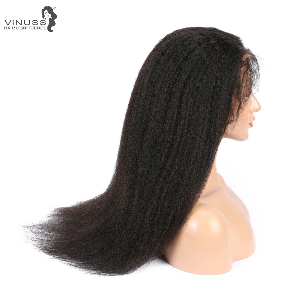 Vinuss 360 фронтальные человеческие волосы парики курчавые прямые предварительно выщипанные Волосы Детские Волосы бразильские Remy