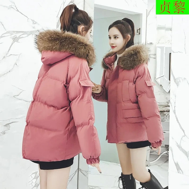 

2018 Winter Da Mao with HAT Medium Length Cotton Coat Short-height down Feather Cotton-padded Clothes Women's Thick Cotton-padde