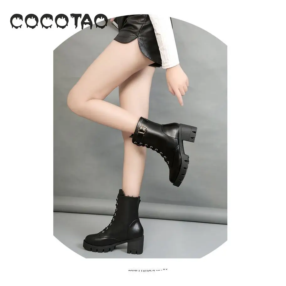 

Bind Boots Female With Round Head In Europe And The United States Wind Fall 2019 New Waterproof Shoes28