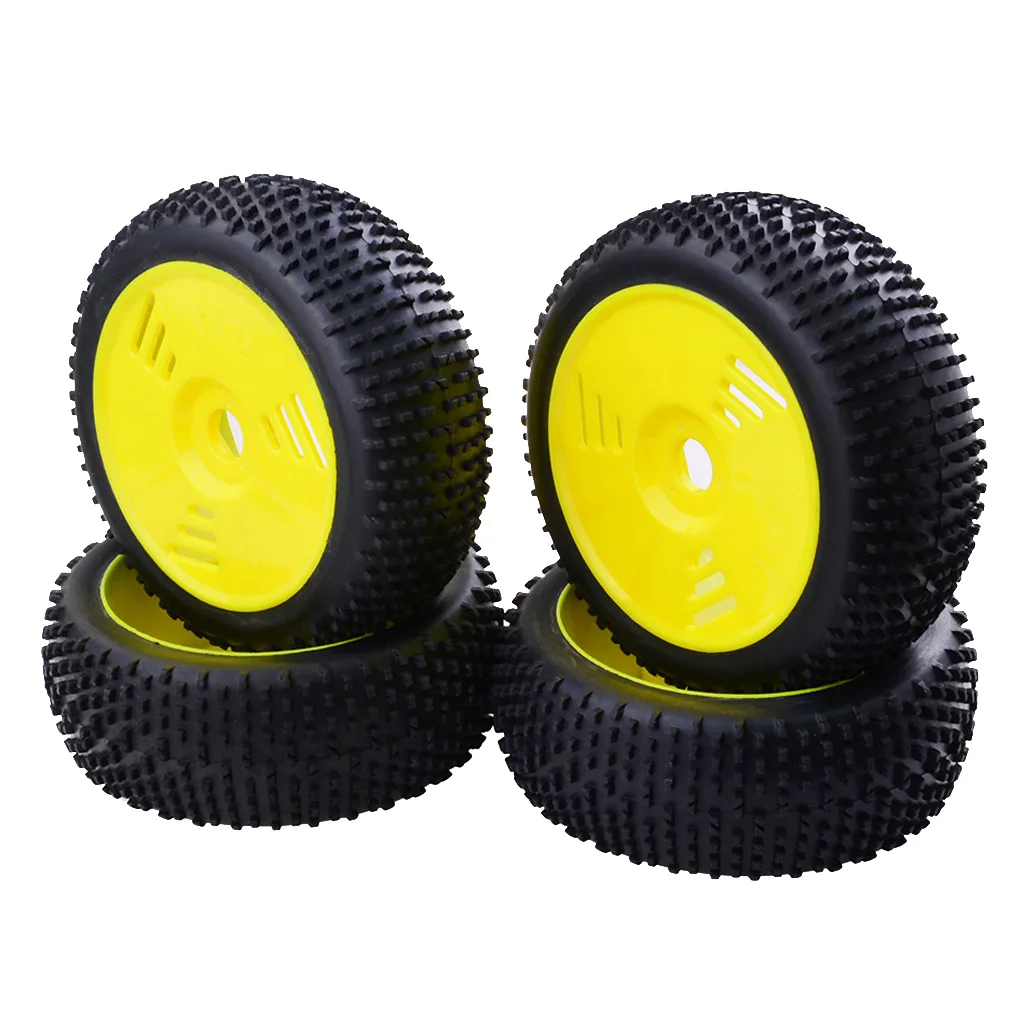 4 Pieces 17mm Hub Wheel Rim & Rubber Tire Tyres For 1:8 RC Buggy Truggy