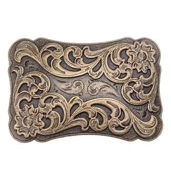 

Novelty Alloy Western Belt Buckle Man Cool Square buckle for belt Arabesque Pattern Embossed Flowers buckle