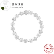 Cheny fit s925 Серебряный браслет снежный цветок Форма сладкий романтический, Модный Стильный винтажный подарок на день рождения для женщин