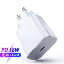 Para apple 18w usb c adaptador de energia 18w pd 3.0 carregador usb tipo c eua ue adaptador para iphone 11 pro x carregamento rápido tipo de energia-c