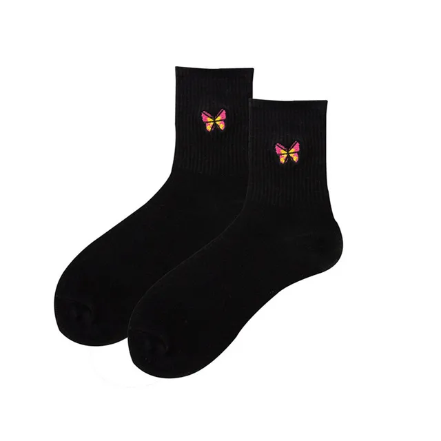 Hot Sale 2021 new fashion Korean style ladies socks simulation printing butterfly socks cute embroidered dinosaur socks 1