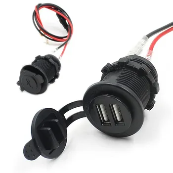 

12V-24V Universal Motorcycle Dual USB Mobile Phone IPod MP3 GPS Power Supply Charger Portable Port Socket Waterproof