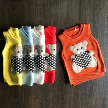 Одежда Kim; коллекция года; сезон весна-осень; детская одежда; Детский свитер для девочек; маленький детский жилет с лисой; вязаный жилет
