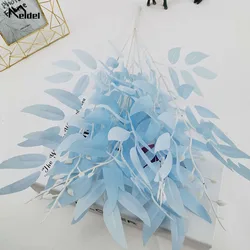 Elegant Artificial Silk White Flower Bouquet with Willow Leaf and Greenery (Blue)