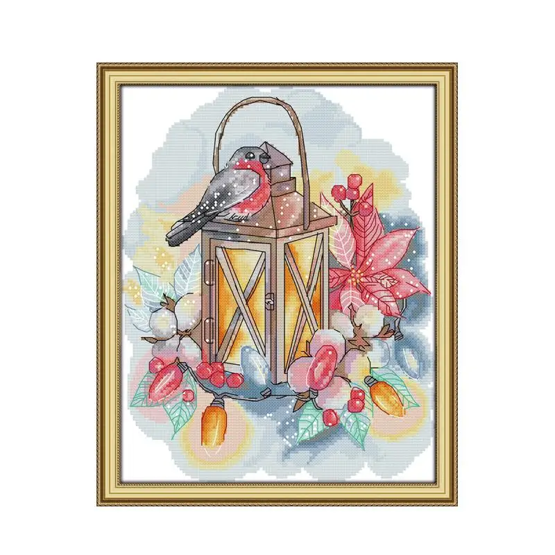 Bird and lamp cross stitch kit aida 14ct 11ct count print canvas stitches embroidery DIY handmade needlework