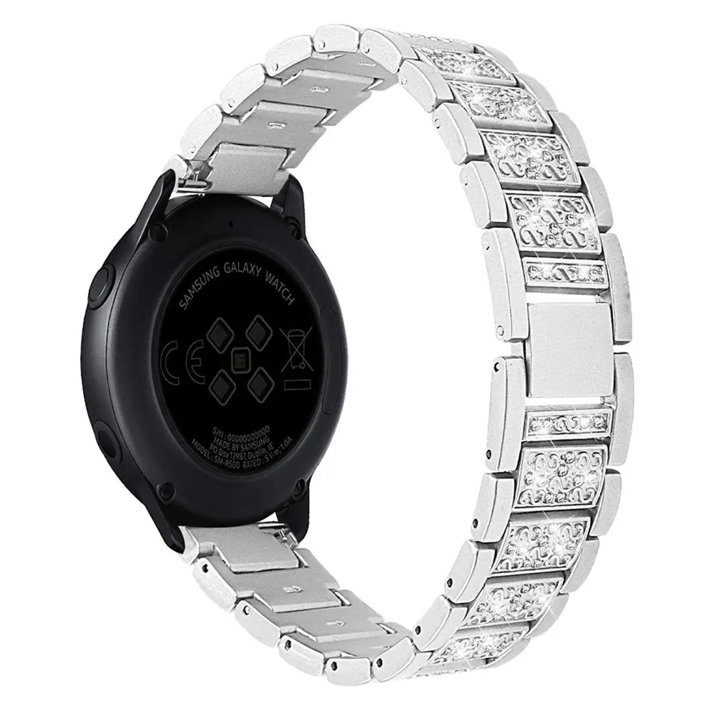 Для samsung Galaxy Watch band шикарные часы, украшенные драгоценными камнями 46 мм 42 мм активный ремешок для часов сменный Браслет для samsung gear S3 Classic sam - Цвет ремешка: SILVER